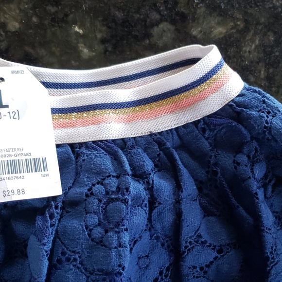 Blue lace woven and lined midi skirt - Picture 2 of 5